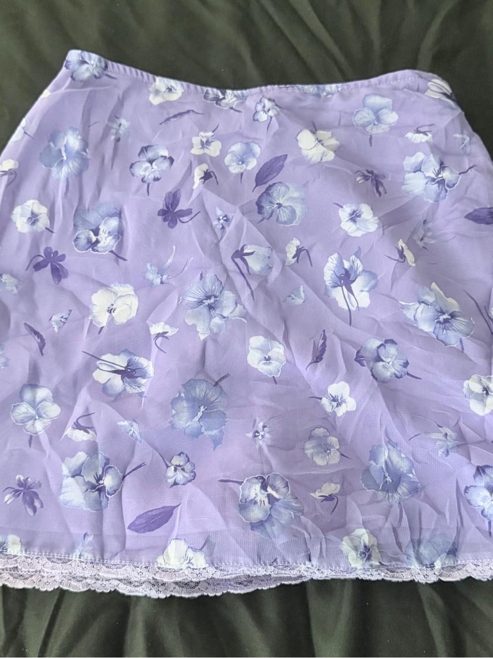 Lilac Floral Lace-Hem Women's Skirt